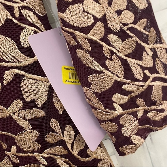 JS Collections Size 6 Maroon Purple Embroidered Fitted 3/4 Sleeve Sheath Dress - Picture 11 of 14